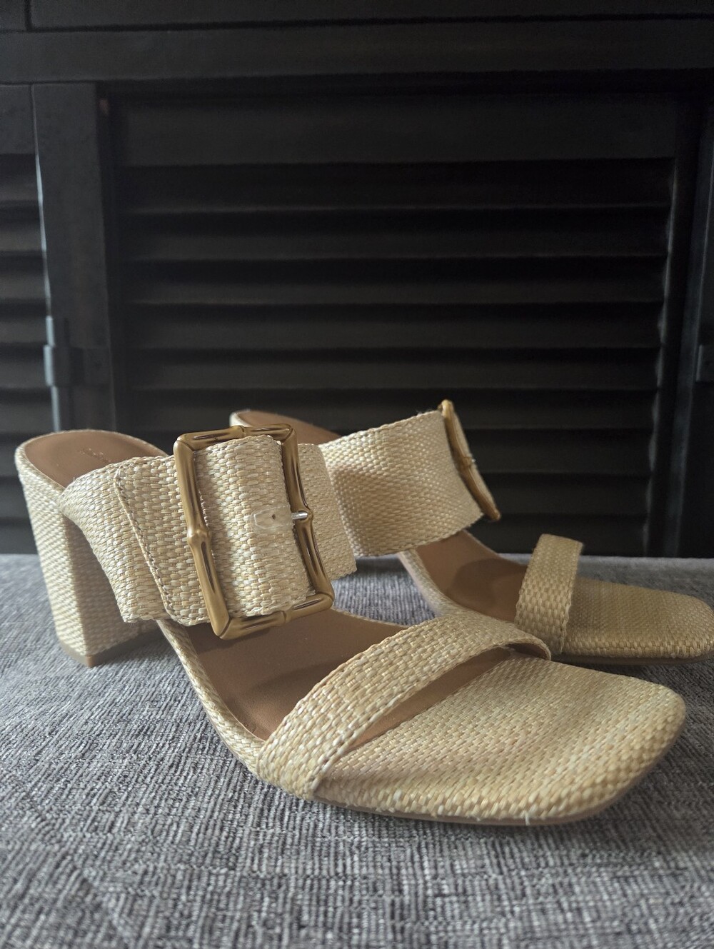 Universal Thread Womens Bristol Mule Heels Beige (Tan) Size 10
